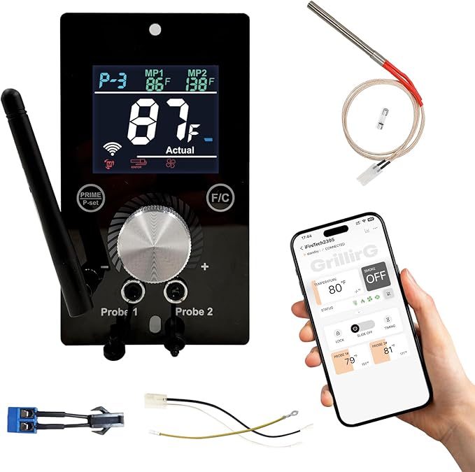 Smart WiFi Universal PID Upgrade Temperature Control Board with APP Smart Control for Pit Boss, Traeger, Z Grills & Smokers – Enhanced Digital Grill Controller Replacement with 1 Hot Rod