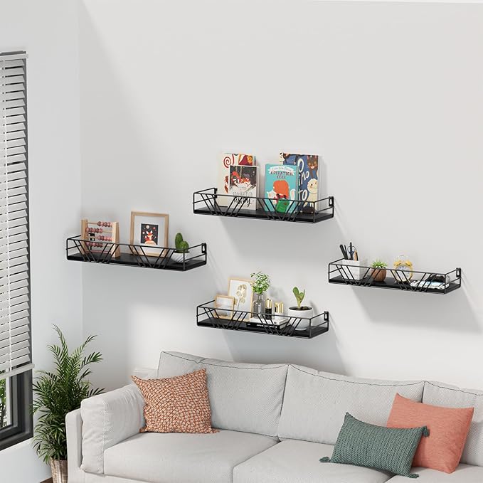 Amaoot Floating Shelves for Wall Set of 4, Wall Shelf Wood Floating Shelf | - Image 2