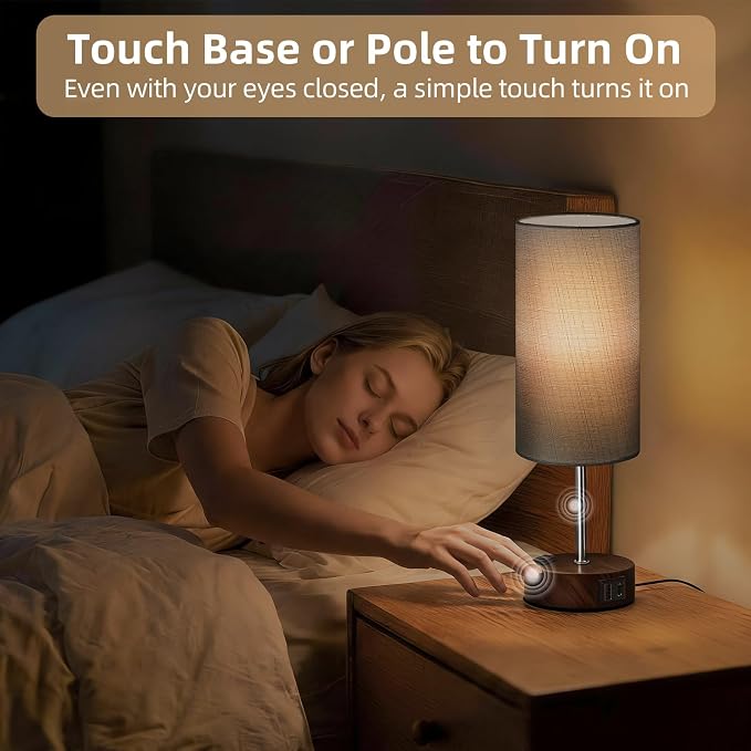 Table Lamp for Nightstand, High-Sensitivity Touch, 3-Level Dimmable Bedside Lamp - Image 4