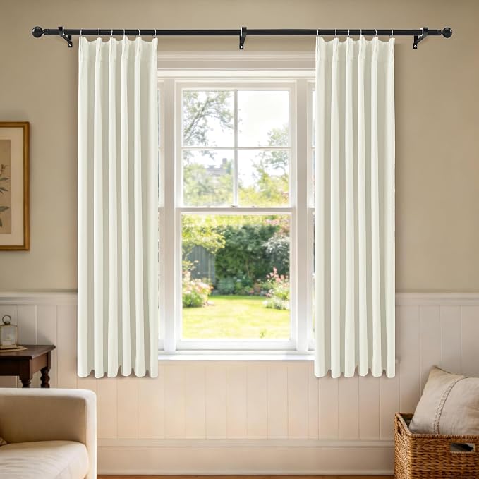Etherealveil Birch White Pinch Pleated Blackout Curtains 2 Panels 40"x63" | - Image 2