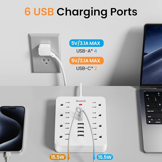 2 Pack Surge Protector Power Strip - Image 4