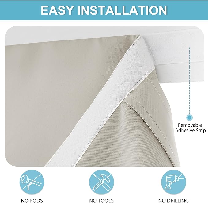 RYB HOME French Door Curtain 80 inch Long, Self Adhesive, - Image 2