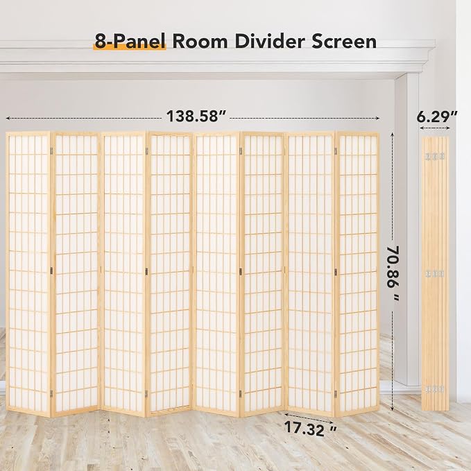Room Divider Scree 8 Panel, 6Ft Folding Privacy Screen - Image 2