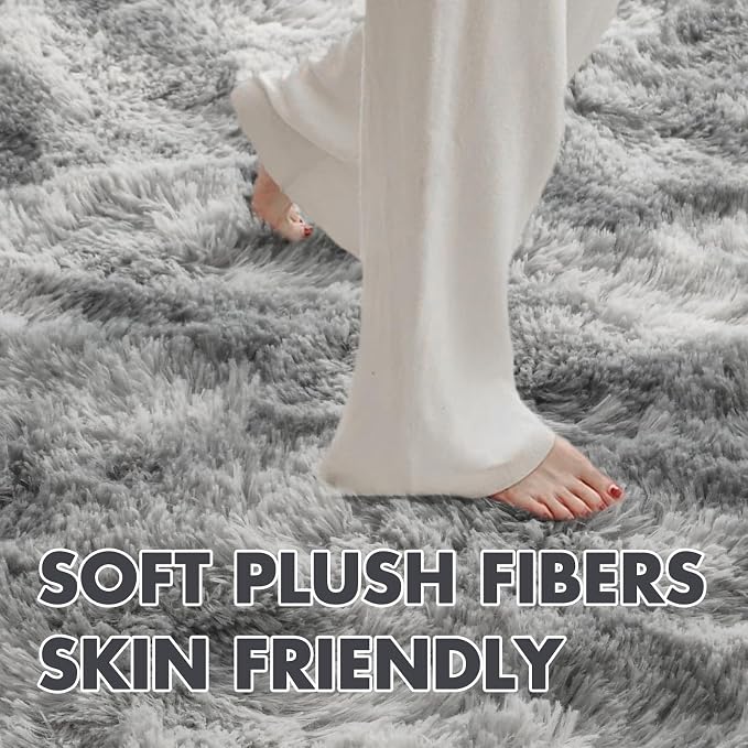 5x7 Ft Shag Area Rug for Bedroom, Tie Dyed Ultra Soft Fluffy Furry Rugs for - Image 5