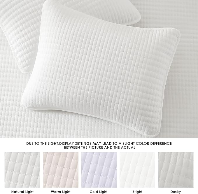 King Size Quilt-Lightweight Bedspreads White King Quilt Bedding Set | Soft - Image 5