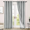 Macochico 100% Blackout Chenille Curtains Thermal Insulated Noise Reducing Velvet Draperies for Living Room Bedroom Hotel Medium Gray Blackout Curtains Grommet Top with Tieback 84" Wx84 L 1 Panel