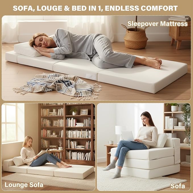 Folding Sofa Bed Chair, 4-Fold Convertible Sleeper Chair - Image 5