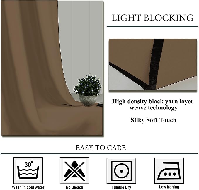 Diraysid Brown Grommet Blackout Curtains - Image 5
