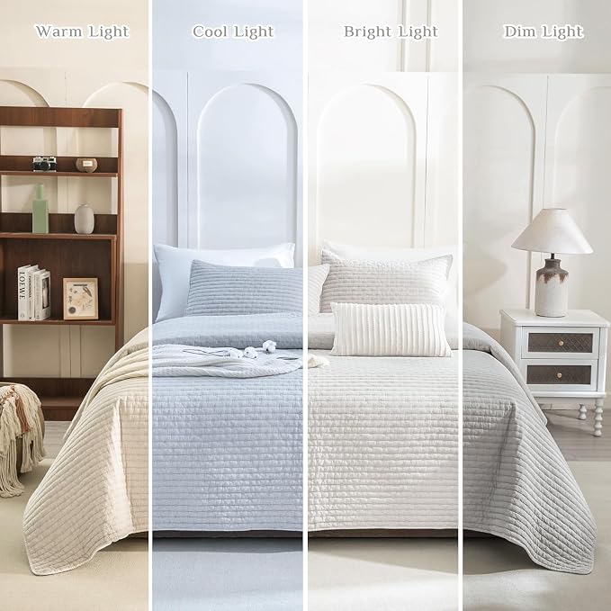 CozyTide Oversized King Bedspread 128"x120", Stone-Washed Cotton King Quilt - Image 6