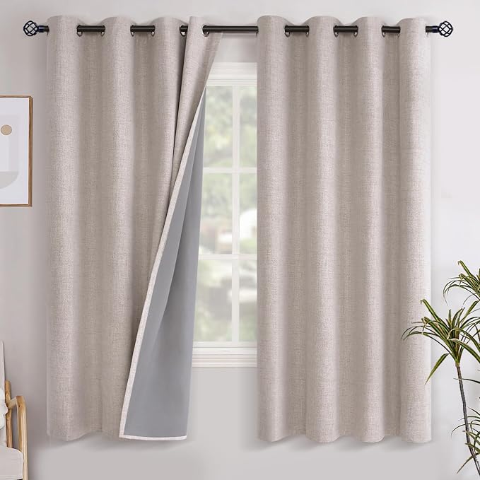 YoungsTex Linen Blackout Curtains 68 Inches Long by YoungsTex