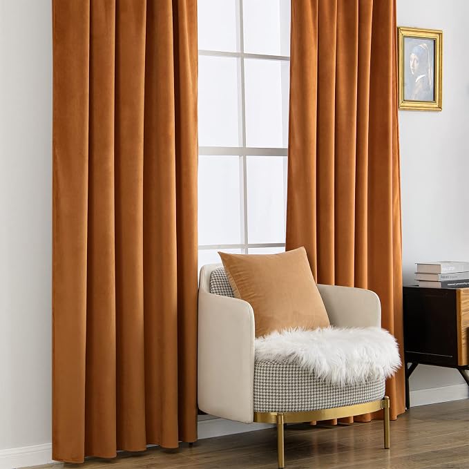 MIULEE Gold Brown Velvet Pinch Pleat Blackout Curtains W52 X L84 Inches | 2 - Image 7