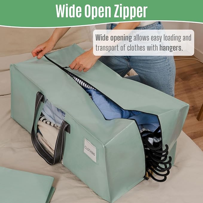 VENO Heavy Duty Moving Bags, Storage Bags, Light Green, 6 Pack | Packing - Image 2