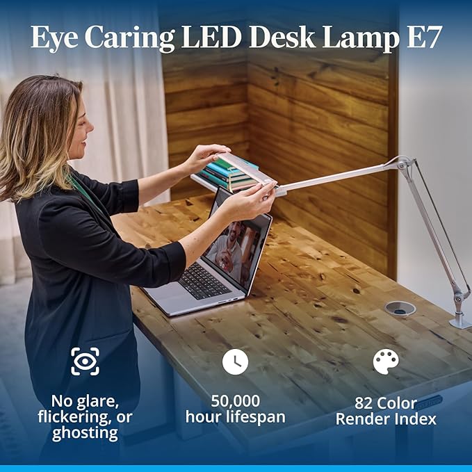 Uplift E7 LED Desk Lamp with Clamp - Black Lamp and Base