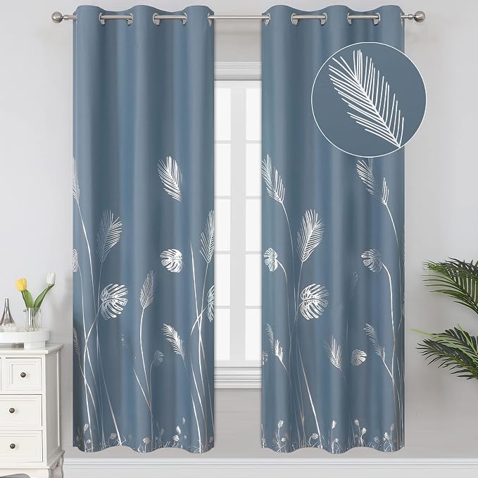 Stone Blue Blackout Curtains for Living Room, Room Darkening Curtains by ESTELARTEXTILER
