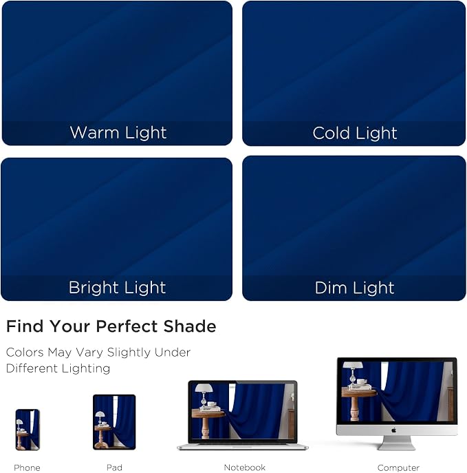 CUCRAF Royal Blue Blackout Curtains 108 inch Length 2 Panels Set, Rod Pocket - Image 3