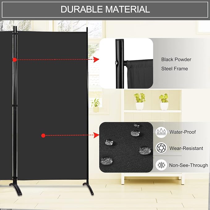 MAYOLIAH Partition Room Dividers 3 Panel Folding Privacy Screens 6 Ft Tall | - Image 3