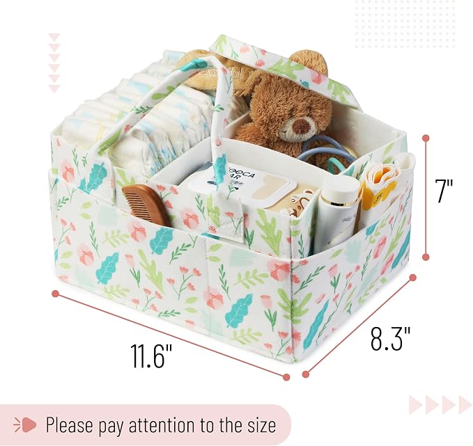 Mr. Pen- Baby Diaper Caddy Organizer, Blooming Palette | Nursery Storage Bin - Image 2