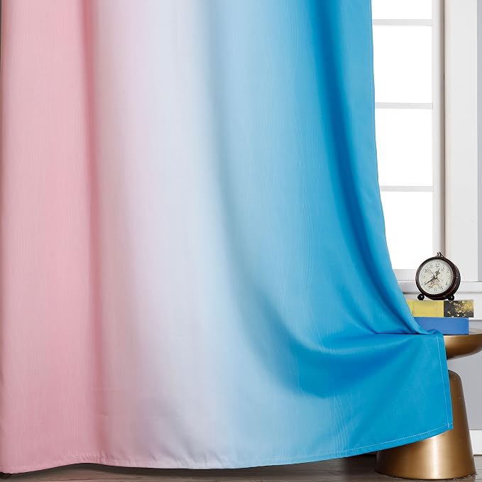 Pink and Blue Ombre Curtains for Bedroom 72 Inch Long | Room Darkening Curtains - Image 6