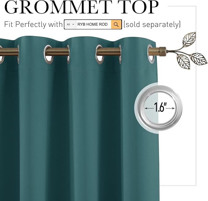 RYB HOME Room Divider Curtains Thermal Insulated Noise Reduce Extra Wide - Image 2