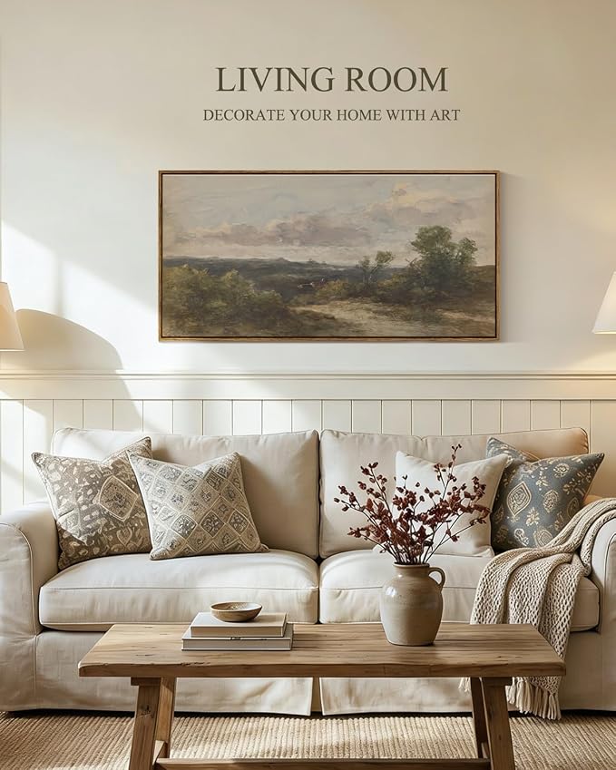 InSimSea Extra Large Framed Vintage Wall Art, Hill Sky Landscape, 20x40inch | - Image 2