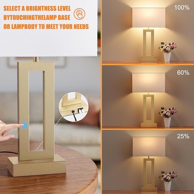 Seealle Nightstand Table Lamps for Bedrooms Set of 2 - Image 3