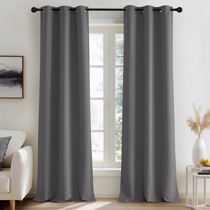 NICETOWN Grey Light Blocking Curtains 90 Inches Long 2 Panels by NICETOWN