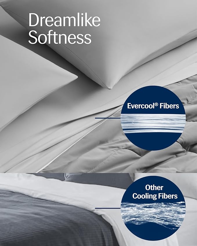 REST® Evercool® Cooling Comforter, King/Cali King, Blanket for Hot Sleepers, All Season Bedding for Night Sweats, Breathable Lightweight Duvet, 106x90 Inches, Cool Gray