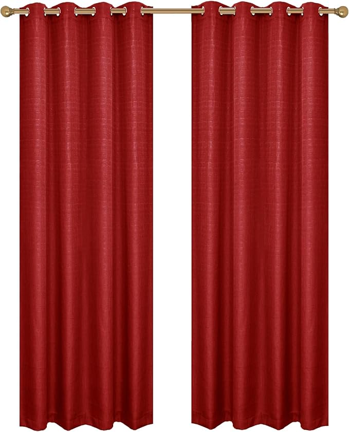 Diraysid 100% Blackout Curtains Red Linen Curtains - Image 3