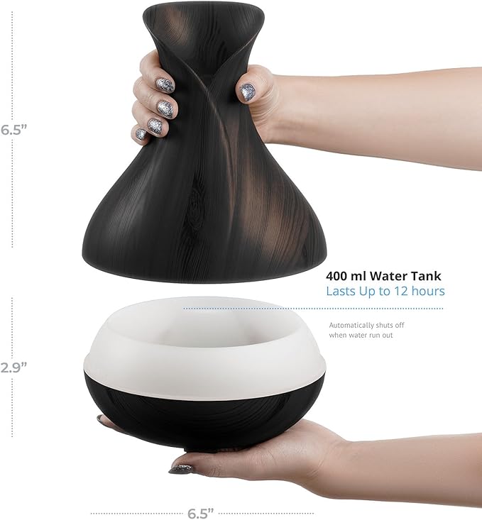 Sierra Modern Home Smart WiFi Wireless Essential Oil Aromatherapy 400ml Ultrasonic Diffuser & Humidifier with Alexa & Google Home Phone App & Voice Control - LED & Timer Settings Dark Brown