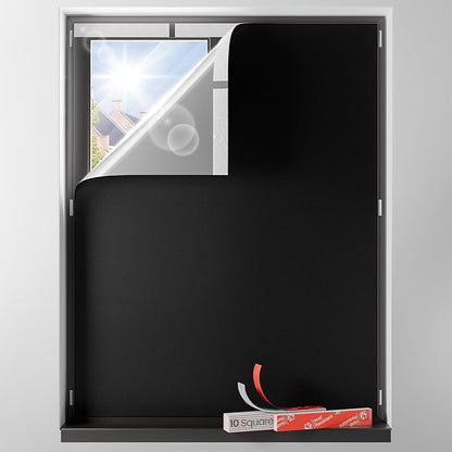 Sumobaby Blackout Curtains for Bedroom Portable 57"x48",No Drill Blackout Shades with Upgraded Hook&Loop Tapes,100% Black Out Window Cover,Thermal Insulated Blinds for Bedroom,Nursery(1 Panel,Black)