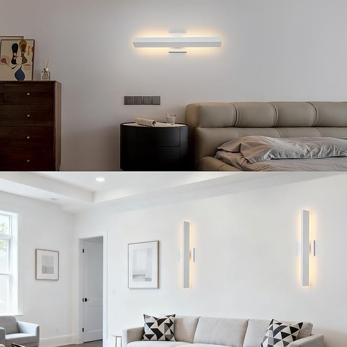 Tarentlight 2 Pack LED Outdoor Wall Lights Dimmable,20W 3000K,21.9" Modern Textured White Outdoor Wall Sconce, IP65 Waterproof, Linear Exterior Wall Light for Entrance, Hallway, Garage, Porch