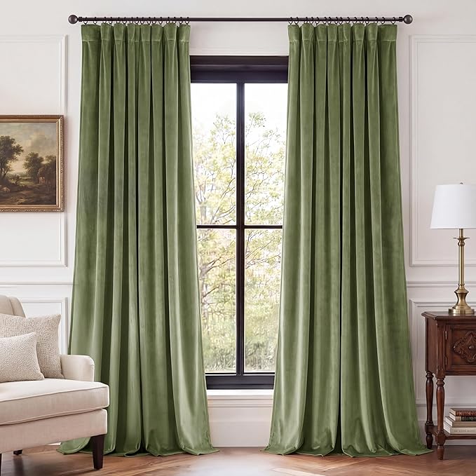 Sage Green Curtains 96 inches Elegant Spring Home Decor, 2 Panels | Soft Heavy by StangH