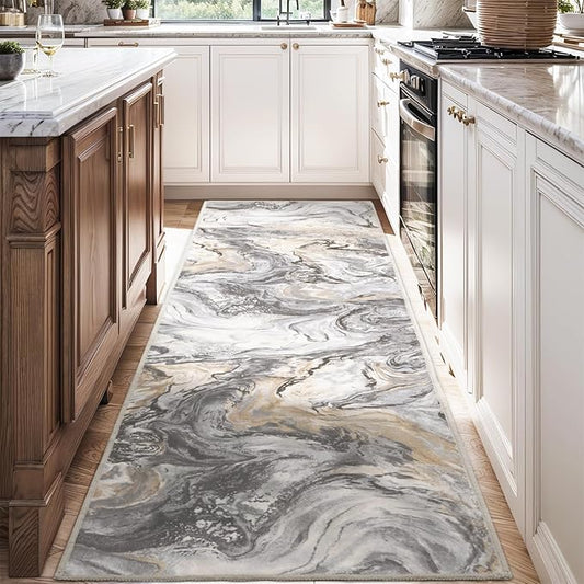 2x10 Runner Rug for Hallways Kitchen Modern Abstract Washable Rug Soft Non Slip Carpet for Laundry Entryway Bedroom Bathroom