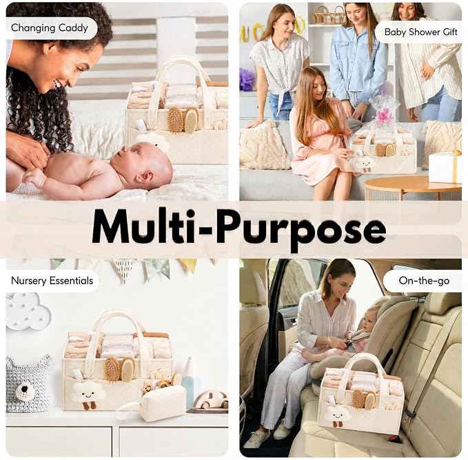 Baby Diaper Caddy Organizer, Baby Basket Shower Gift, Portable Changing Table - Image 3