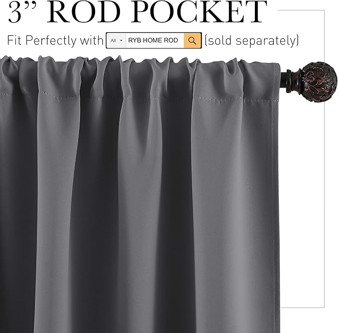 RYB HOME 54 inch Blackout Curtains - Image 2