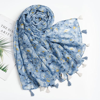 Scarf for Women Lightweight Soft Floral Leopard Printed Scarves Fall Winter Fashion Shawl Wrap with Fringe