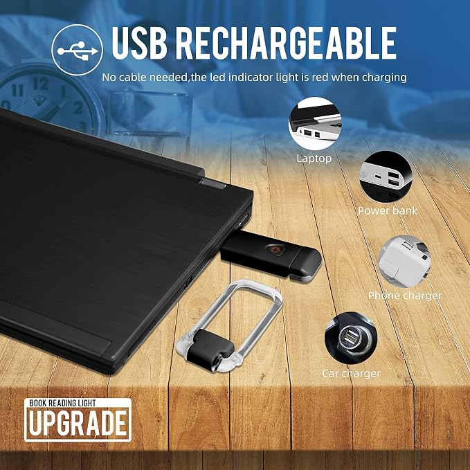EGWASER Portable USB Rechargeable LED Clip-on Book Light - Image 8