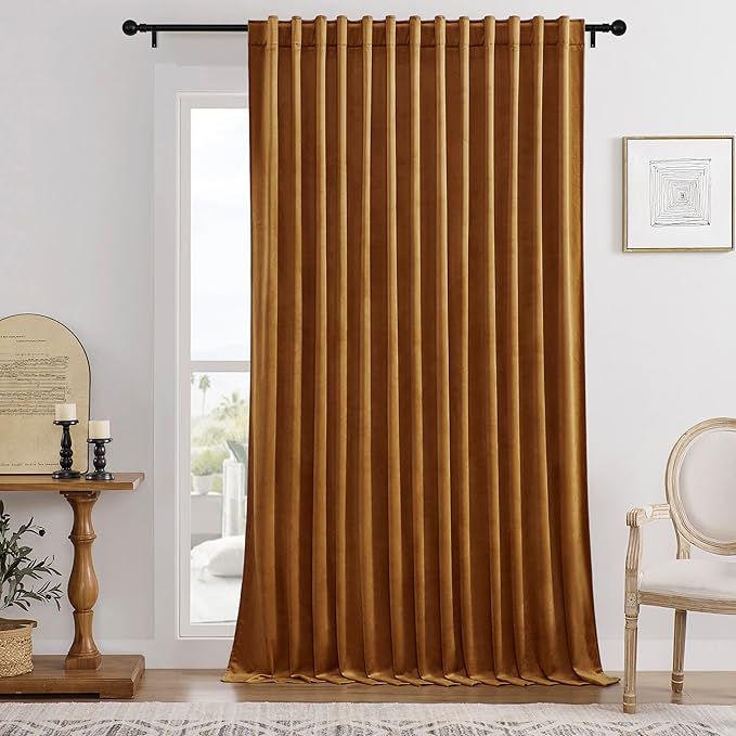 Timeper Gold Brown Velvet Curtain W104 x L96 inches 1 Panel, Thermal Insulated by Timeper