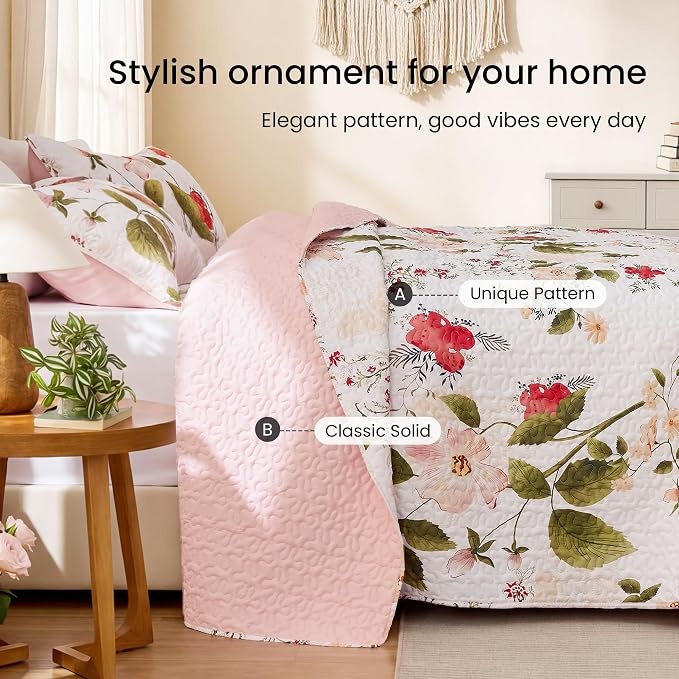 EXQ Home Printed Quilt Set Full Queen Size Monet Graden Bedspread Set | Bedding - Image 4