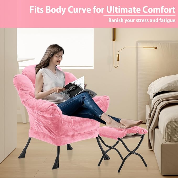 Youtanic Lazy Chair with Folding Ottoman, Accent Chair Plush Upholstered with - Image 5
