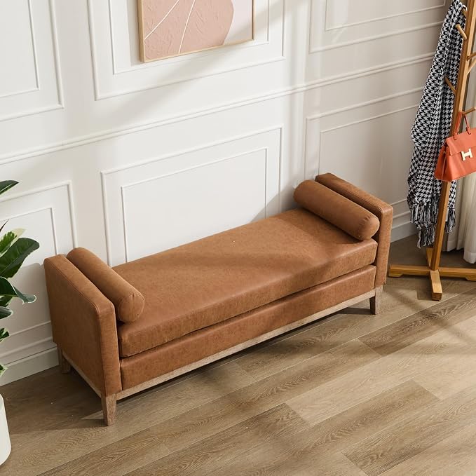 Aoiy & Wifon 65.55" W End of Bed Bench, King Size Upholstered Bench - Image 2