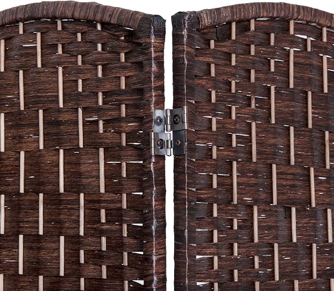 HOMCOM Room Divider 4-Panel, 6FT-Tall Folding Privacy Screen, Hand-Woven Design - Image 6
