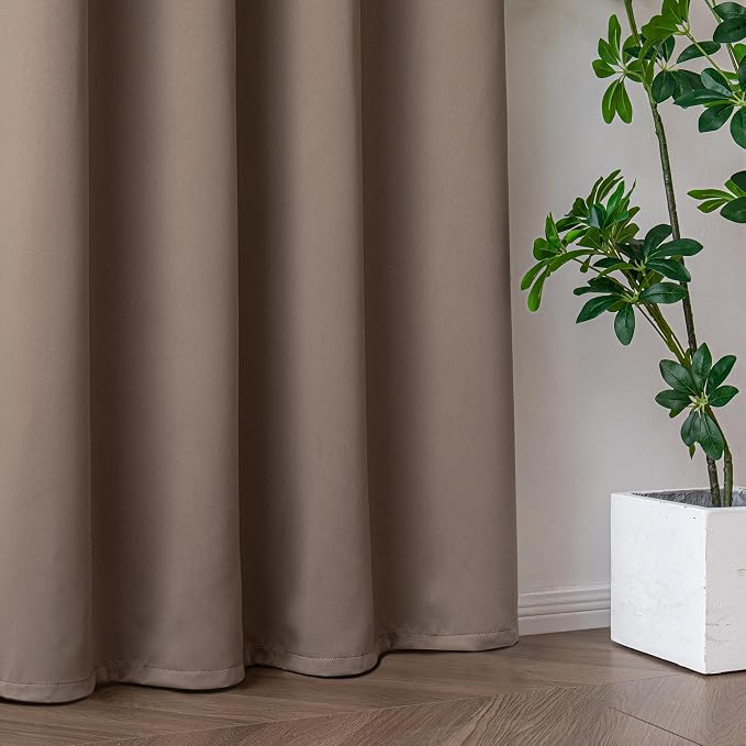 IGEMAEVE Blackout Curtains & Drapes Khaki 100" W x 84" L | Bedroom | Living - Image 6