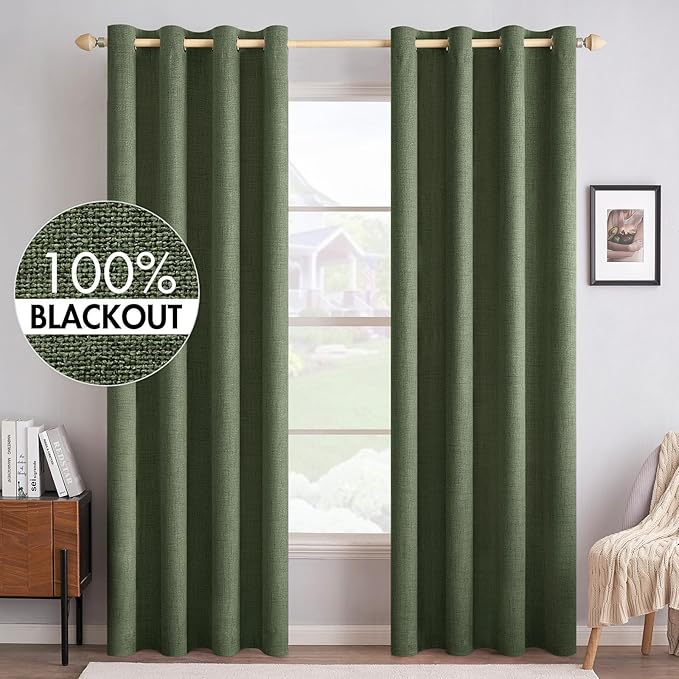 MIULEE 100% Blackout Linen Curtains by MIULEE