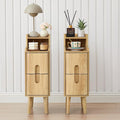 Small Nightstand Set of 2, Wood 2 Drawer Narrow Nightstand, Slim Side Table by FurSchFurniture