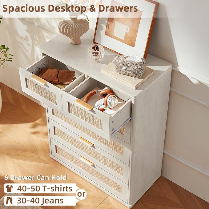 LEYAOYAO Rattan Dresser for Bedroom - Image 5