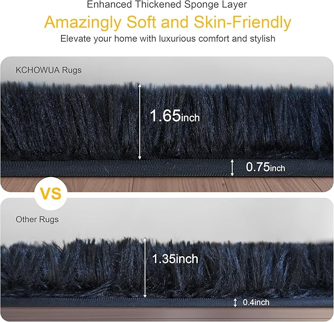 5x8 Thick Black Fluffy Shag Rug - Image 2
