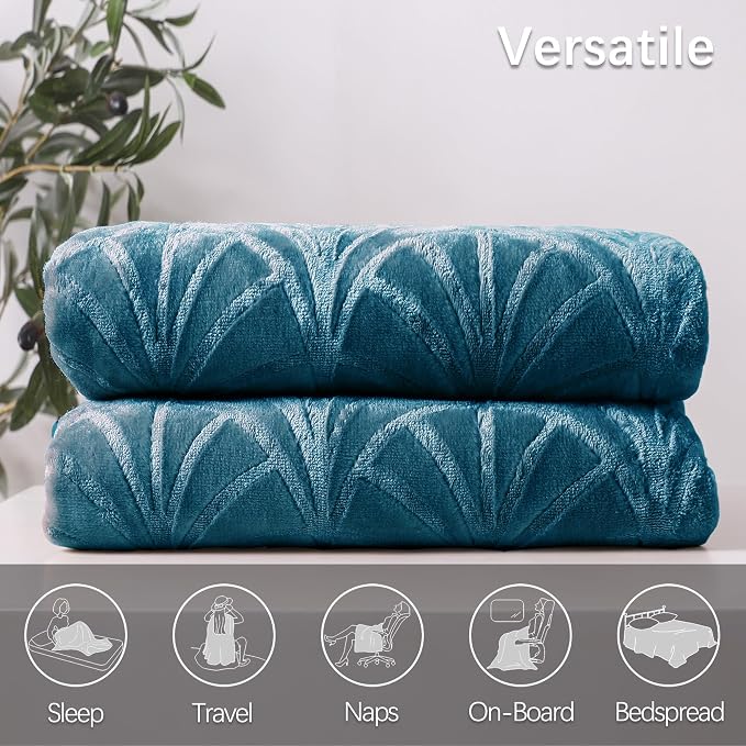 Whale Flotilla Soft Flannel Fleece Bed Blanket Queen Size, Teal | Cozy - Image 7