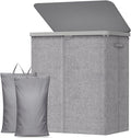 Lifewit 145L Laundry Basket with Lid, Large Laundry Hamper with Plastic Handles and Removable Bag, Foldable Tall Dirty Clothes Hampers for Laundry for Laundry Room, Bedroom, Bathroom, Dorm, Light Gray