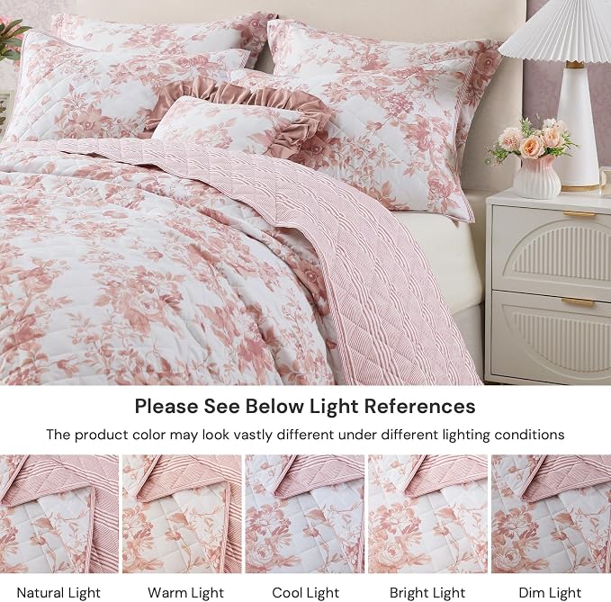 Twin/Twin XL Quilt Set-2 Pieces Soft Bedding Floral Reversible Coverlet | All - Image 8